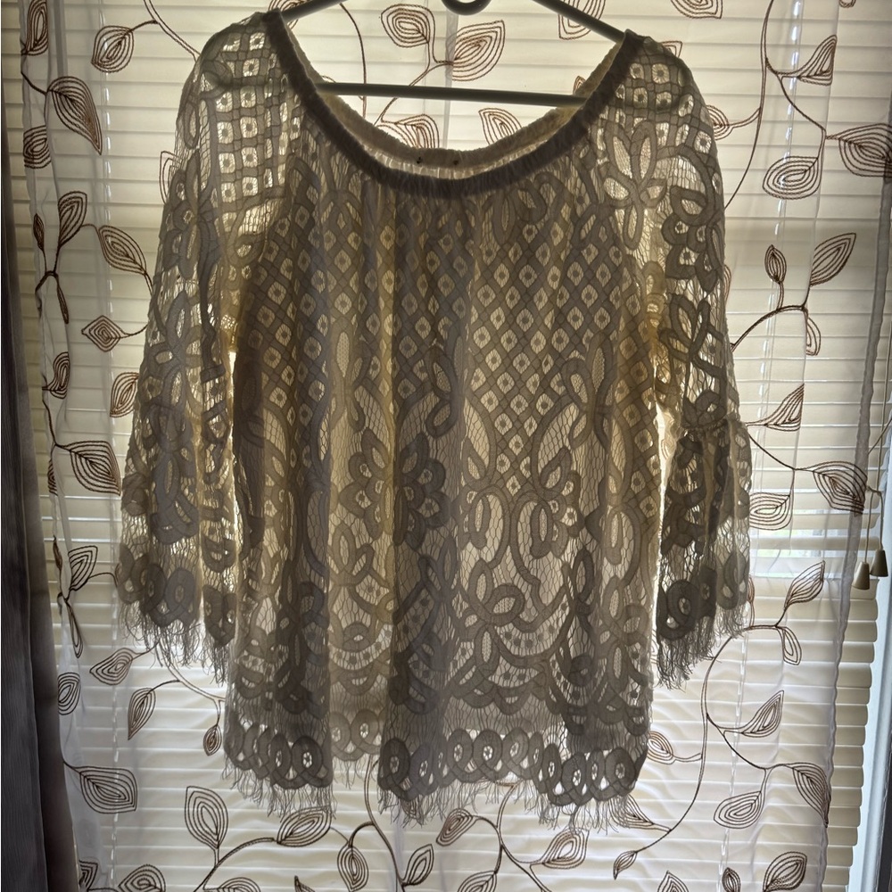 Chic Lace Overlay Blouse - white